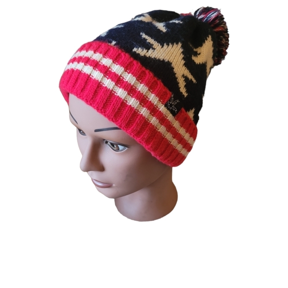 Stars And Stripes Winter Sweater Knit Toboggan Red White and Blue American USA